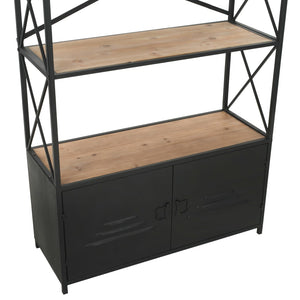 vidaXL Bookshelf Solid Fir Wood and Steel 80x32.5x180 cm