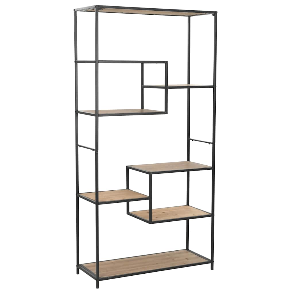 vidaXL Bookshelf Solid Fir Wood and Steel 90.5x35x180 cm