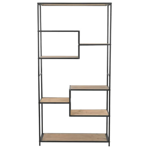 vidaXL Bookshelf Solid Fir Wood and Steel 90.5x35x180 cm