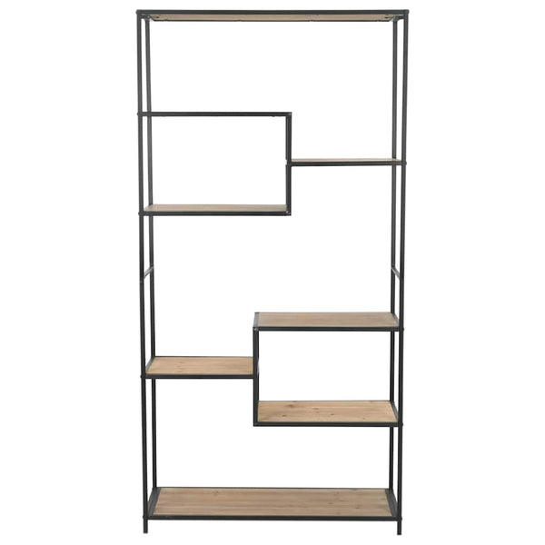 vidaXL Bookshelf Solid Fir Wood and Steel 90.5x35x180 cm