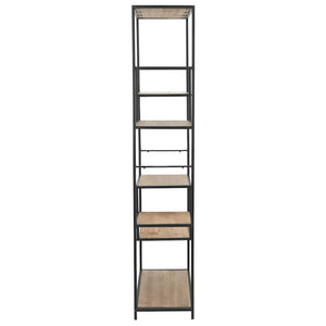 vidaXL Bookshelf Solid Fir Wood and Steel 90.5x35x180 cm