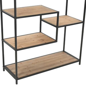 vidaXL Bookshelf Solid Fir Wood and Steel 90.5x35x180 cm