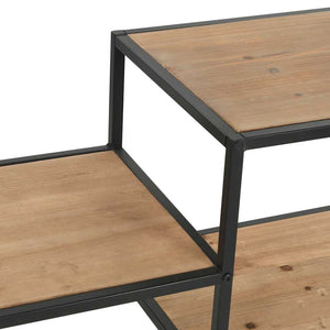 vidaXL Bookshelf Solid Fir Wood and Steel 90.5x35x180 cm