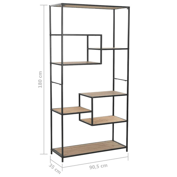 vidaXL Bookshelf Solid Fir Wood and Steel 90.5x35x180 cm