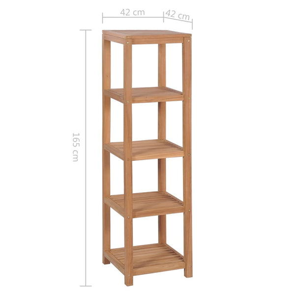 vidaXL Bathroom Shelf with 4 Tiers Solid Teak Wood 42x42x165 cm