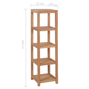 vidaXL Bathroom Shelf with 4 Tiers Solid Teak Wood 42x42x165 cm
