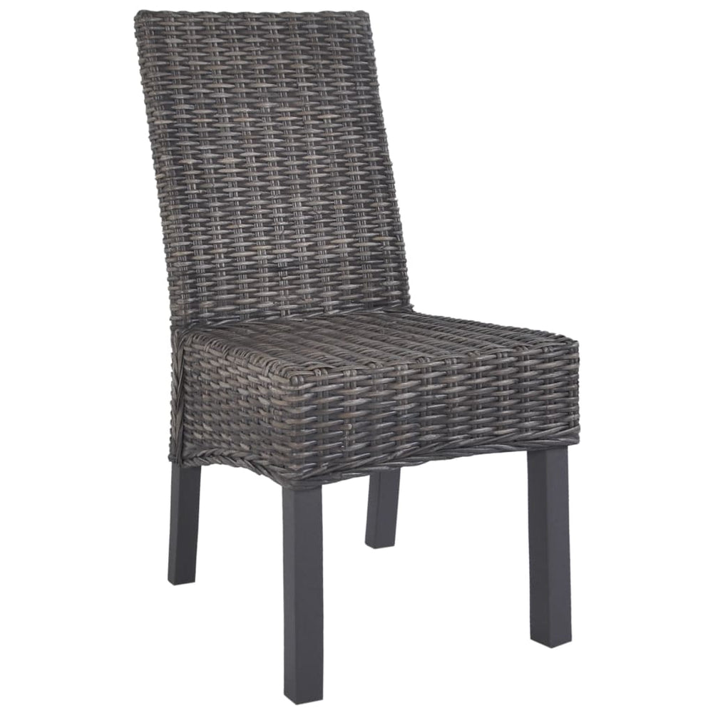 vidaXL Dining Chairs 2 pcs Brown Kubu Rattan and Mahogany Wood