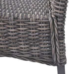 vidaXL Dining Chairs 2 pcs Brown Kubu Rattan and Mahogany Wood
