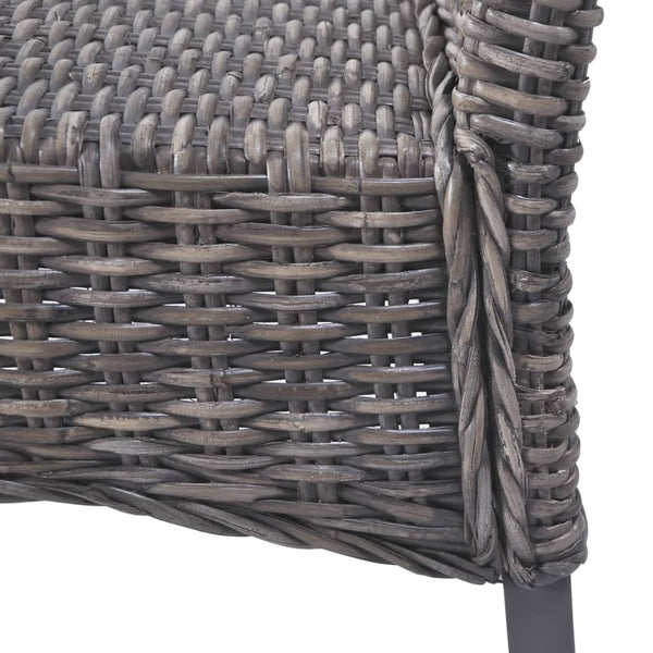 vidaXL Dining Chairs 2 pcs Brown Kubu Rattan and Mahogany Wood