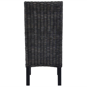 vidaXL Dining Chairs 2 pcs Black Kubu Rattan and Mahogany Wood