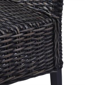 vidaXL Dining Chairs 2 pcs Black Kubu Rattan and Mahogany Wood