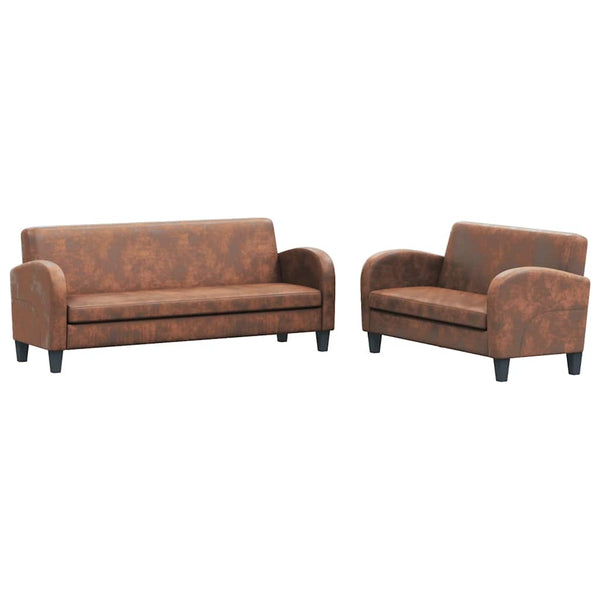 vidaXL 2-piece Sofa Set Faux Suede Brown