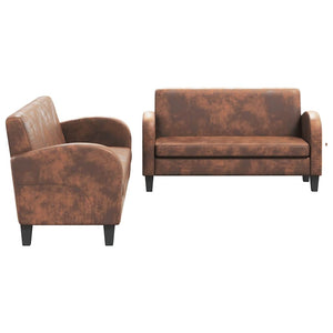 vidaXL 2-piece Sofa Set Faux Suede Brown