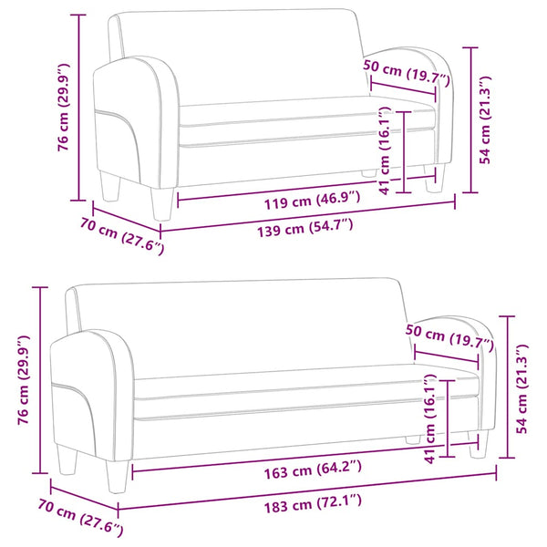 vidaXL 2-Piece Sofa Set Faux Leather Black