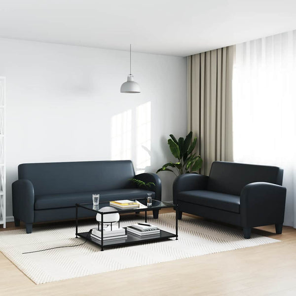 vidaXL 2-Piece Sofa Set Faux Leather Black