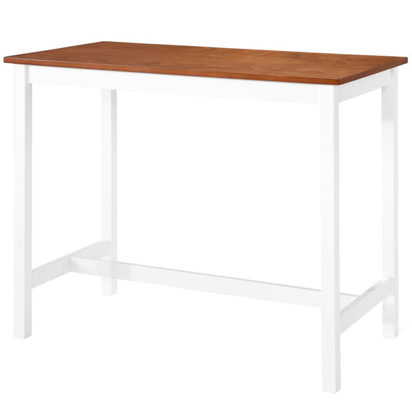 vidaXL Bar Table and Chairs Set 3-pc. Solid Wood Brown and White
