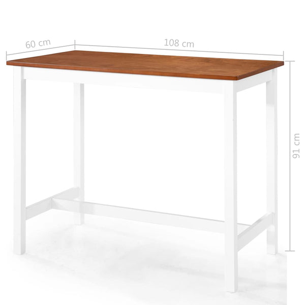 vidaXL Bar Table and Chairs Set 3-pc. Solid Wood Brown and White
