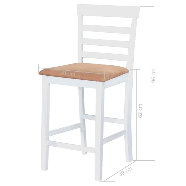 vidaXL Bar Table and Chairs Set 3-pc. Solid Wood Brown and White