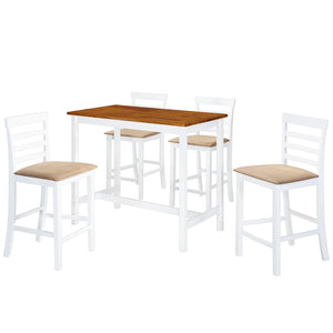 vidaXL 5-Piece Bar Set Solid Wood Brown and White