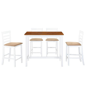 vidaXL 5-Piece Bar Set Solid Wood Brown and White