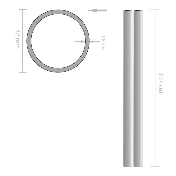 vidaXL 2 pcs. Stainless Steel Tubes Round V2A 2m Ø42x1.8mm