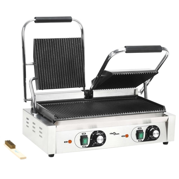 vidaXL Double Grooved Panini Grill 3600 W 57x30.5x20 cm