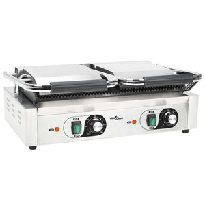 vidaXL Double Grooved Panini Grill 3600 W 57x30.5x20 cm