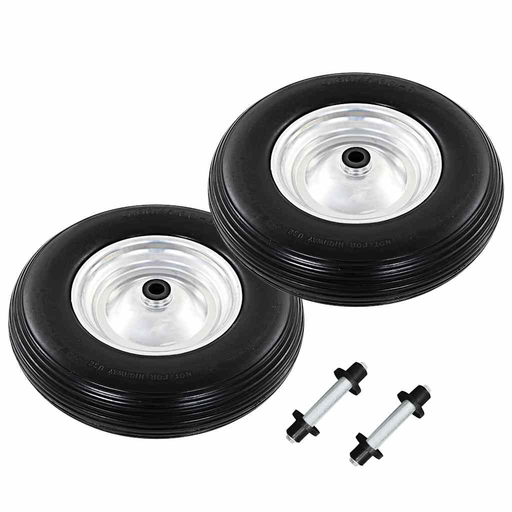 vidaXL Wheelbarrow Wheels 2 pcs. with Axles Solid PU 4.00 - 8 390 mm