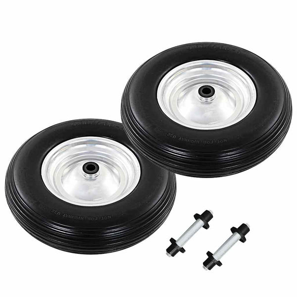 vidaXL Wheelbarrow Wheels 2 pcs. with Axles Solid PU 4.00 - 8 390 mm