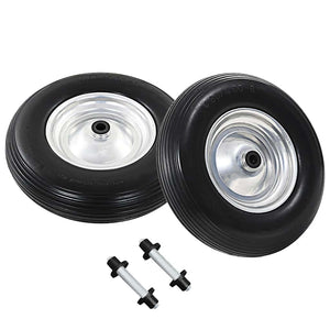 vidaXL Wheelbarrow Wheels 2 pcs. with Axles Solid PU 4.00 - 8 390 mm