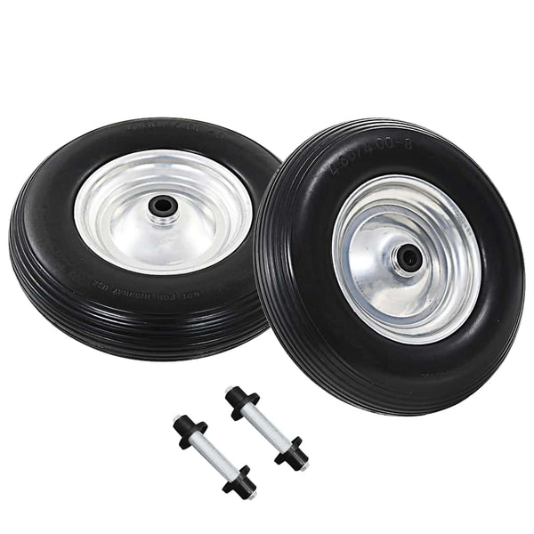 vidaXL Wheelbarrow Wheels 2 pcs. with Axles Solid PU 4.00 - 8 390 mm