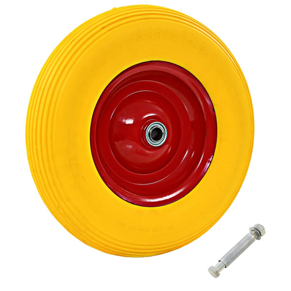vidaXL Wheelbarrow Wheel with Axle Solid PU 4.00 - 8 390 mm
