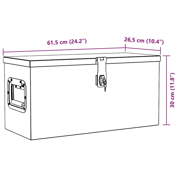 vidaXL Aluminum Box 61.5 x 26.5 x 30 cm Silver