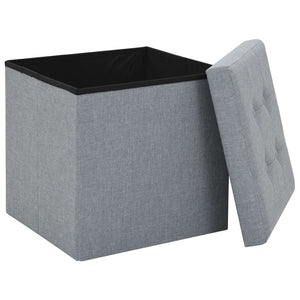 vidaXL Ottoman with Storage 2 pcs Light Gray Linen Look