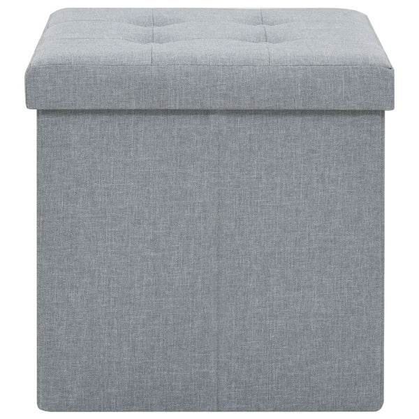 vidaXL Ottoman with Storage 2 pcs Light Gray Linen Look