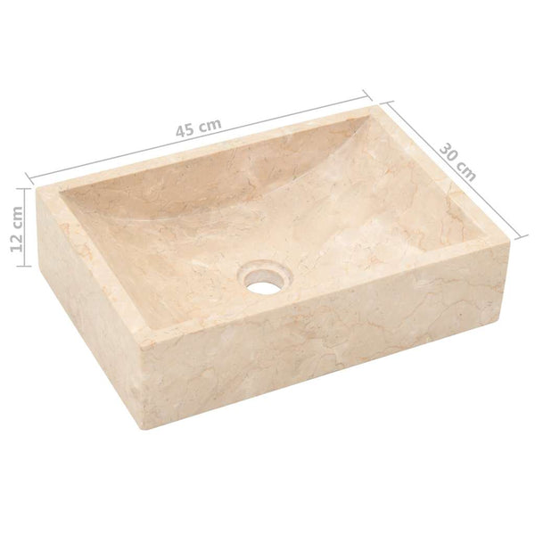 vidaXL Wash Basin 45x30x12 cm Marble High-Gloss Cream