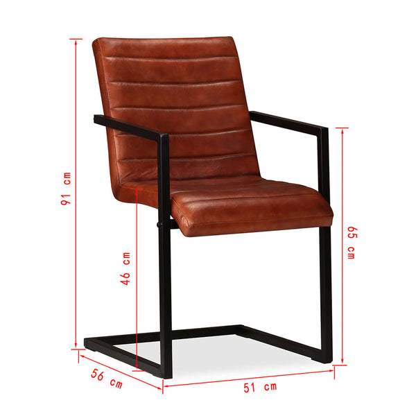 vidaXL Dining Chairs 6 pcs Real Leather Brown
