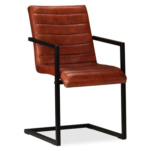 vidaXL Dining Chairs 6 pcs Real Leather Brown