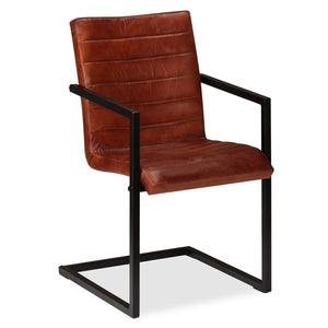 vidaXL Dining Chairs 6 pcs Real Leather Brown