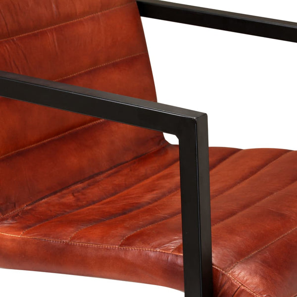 vidaXL Dining Chairs 6 pcs Real Leather Brown