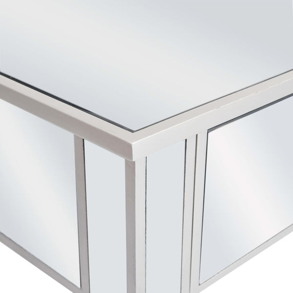 vidaXL Mirrored Dressing Table with Stool MDF and Glass