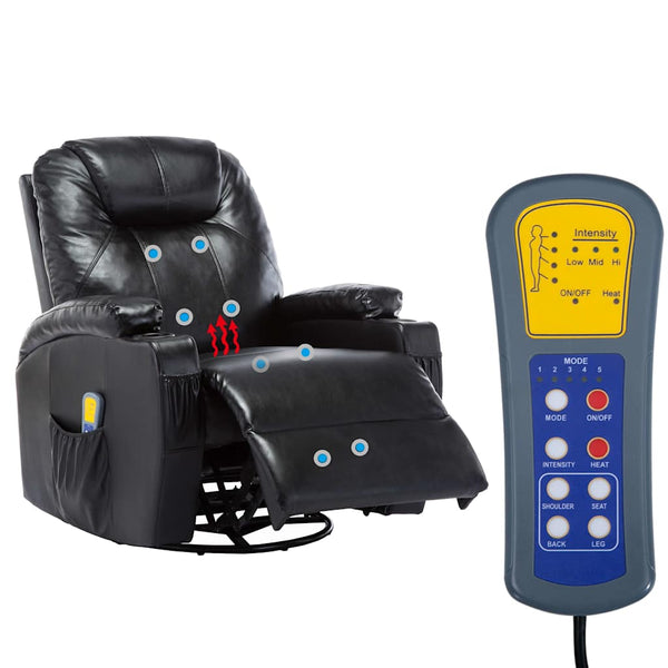vidaXL Massage Rocking Chair Black Artificial Leather
