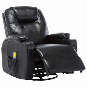 vidaXL Massage Rocking Chair Black Artificial Leather