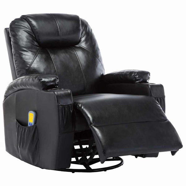 vidaXL Massage Rocking Chair Black Artificial Leather
