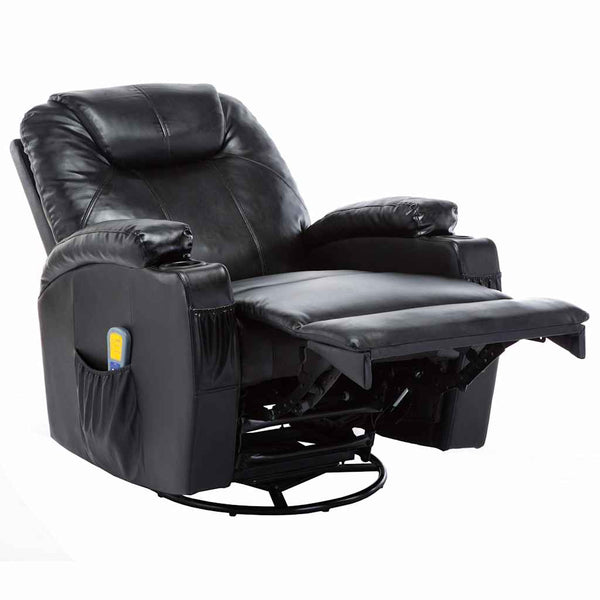 vidaXL Massage Rocking Chair Black Artificial Leather