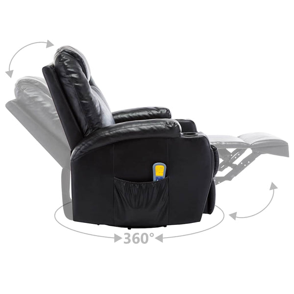 vidaXL Massage Rocking Chair Black Artificial Leather