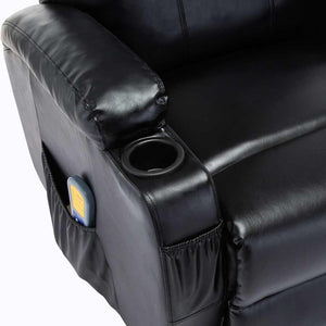 vidaXL Massage Rocking Chair Black Artificial Leather