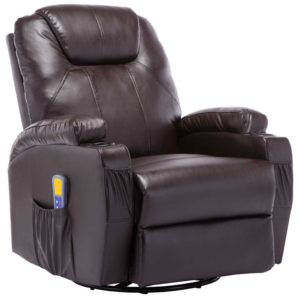 vidaXL Massage Rocking Chair Brown Faux Leather