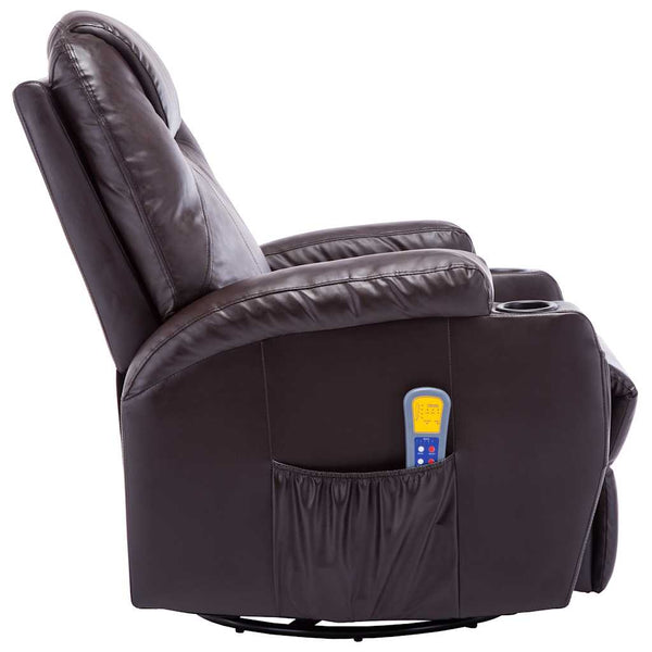 vidaXL Massage Rocking Chair Brown Faux Leather