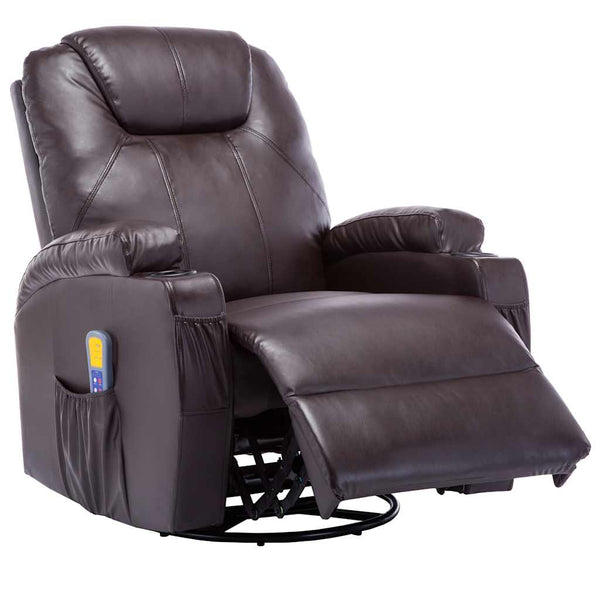 vidaXL Massage Rocking Chair Brown Faux Leather